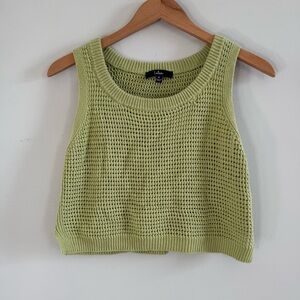 Lulu's Light Green Knit Cropped Tank Top, Size M, Excellent Condition